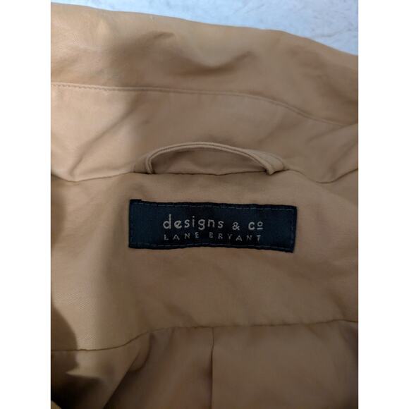Lane Bryant Women's 18/20 Mustard * Tan Short Trench Coat Jacket Double Breasted - Picture 6 of 8